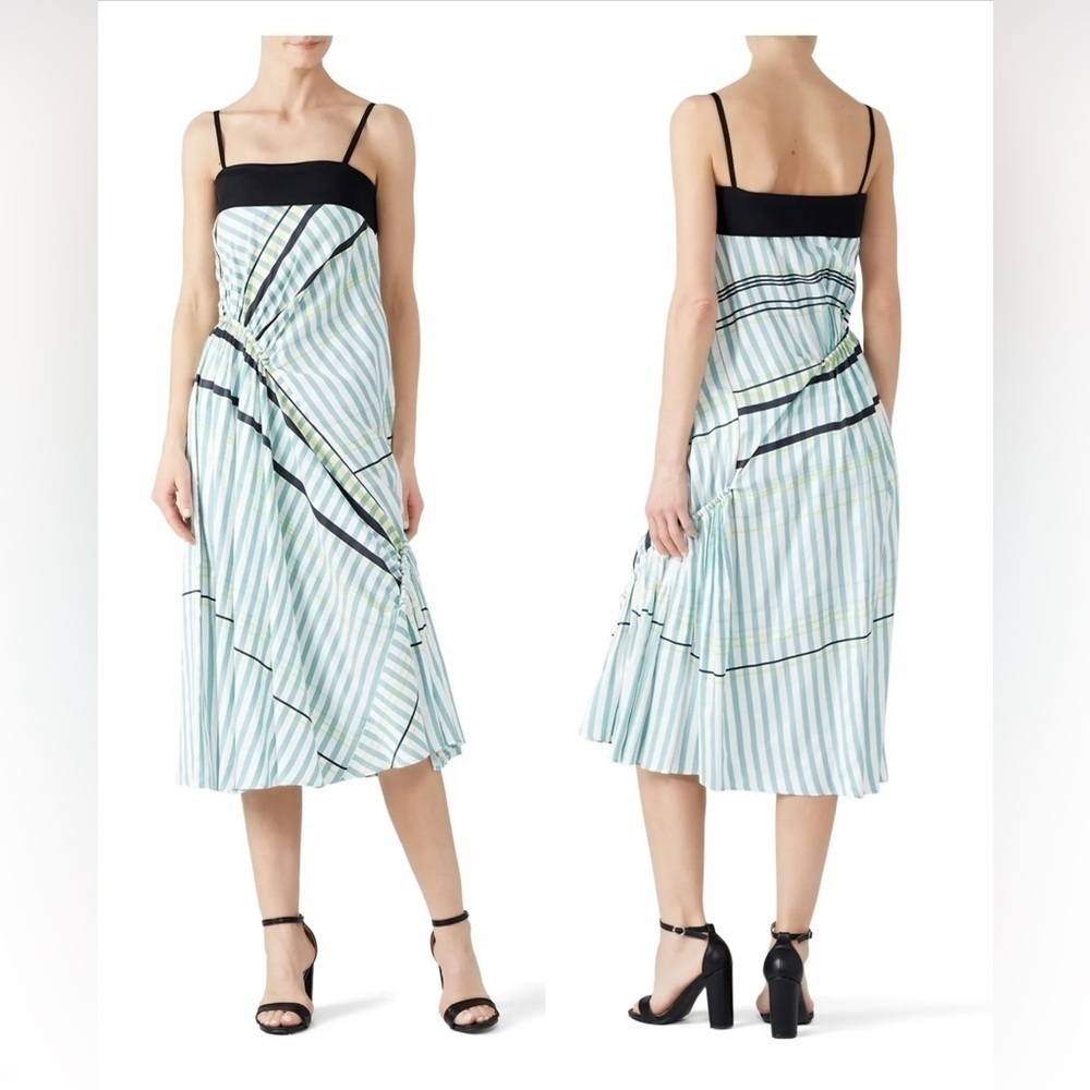 Cedric Charlier Stripe Ruched Dress